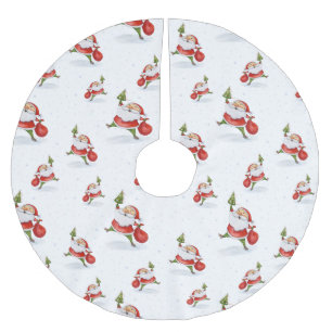 Saia Para Árvore De Natal De Poliéster Padrões de Aquarela para Papais noeis de patinação