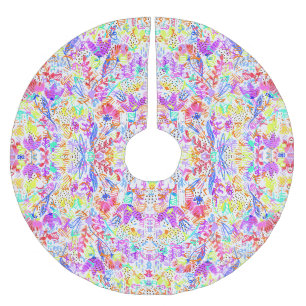 Saia Para Árvore De Natal De Poliéster Padrões de flores abstratas coloridas fofas
