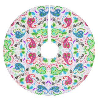 Saia Para Árvore De Natal De Poliéster Padrões de flores decorativas coloridas fofas
