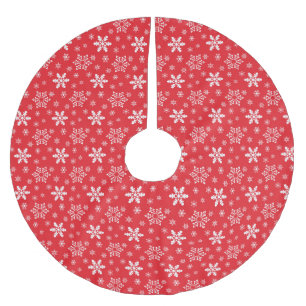 SAIA PARA ÁRVORE DE NATAL DE POLIÉSTER PADRÕES DE NEVE DE NATAL VERMELHO E BRANCO