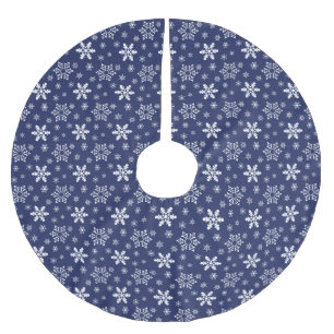SAIA PARA ÁRVORE DE NATAL DE POLIÉSTER PADRÕES DE SNOWFLAKE DE NATAL AZUL E BRANCO