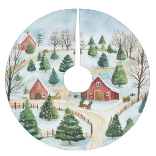 Saia Para Árvore De Natal De Poliéster Paisagem russa de inverno com árvores de flores