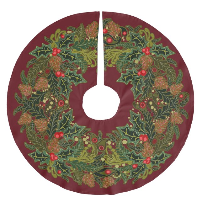 Saia Para Árvore De Natal De Poliéster Paisley Christmas Wreath (Frente)