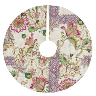 Saia Para Árvore De Natal De Poliéster Paisley Ploral de Mughal Étnica