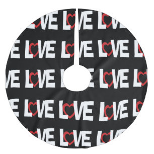 Saia Para Árvore De Natal De Poliéster Palavras vermelhas brancas pretas da árvore