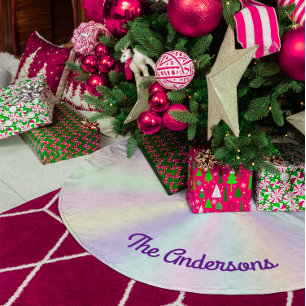 Saia Para Árvore De Natal De Poliéster Paleta Pastel Iridescente Gradiente