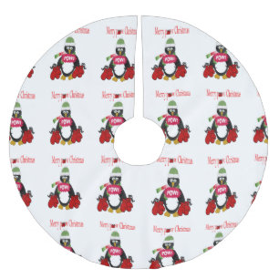 Saia Para Árvore De Natal De Poliéster Palha de Natal Feliz, Camisa Pinguim