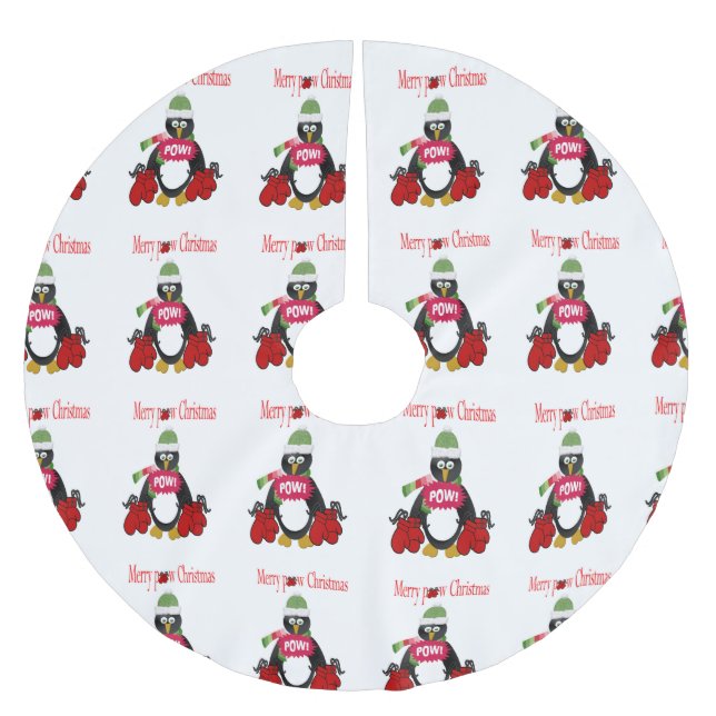 Saia Para Árvore De Natal De Poliéster Palha de Natal Feliz Camisa Pinguim (Frente)