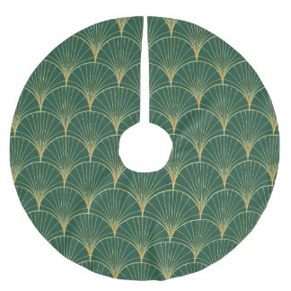 Saia Para Árvore De Natal De Poliéster Palm verde Folha Art Deco