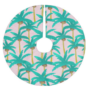Saia Para Árvore De Natal De Poliéster Palmas Tropicais: Padrão de Verão de Aquarela
