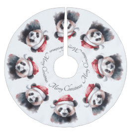 Saia Para Árvore De Natal De Poliéster Panda de Natal, personalizável