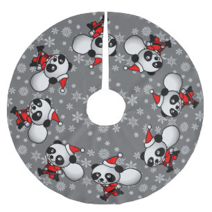 Saia Para Árvore De Natal De Poliéster Pandas da dança