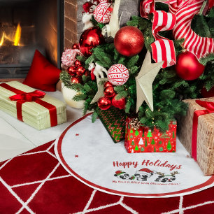 Saia Para Árvore De Natal De Poliéster Pandas de Natal Personalizadas