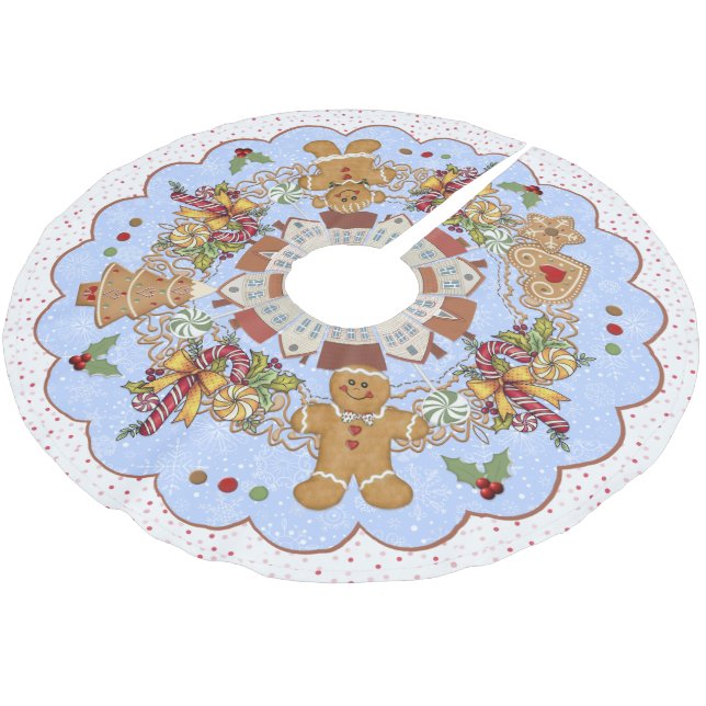 Saia Para Árvore De Natal De Poliéster Pão-de-pata Natal Blue Treeskirt (Inclinado)