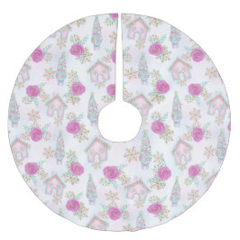 Saia Para Árvore De Natal De Poliéster Pão Rosa Natal