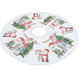 Saia Para Árvore De Natal De Poliéster Papai Noel Bonito Árvore de Natal Rena e Gnomo
