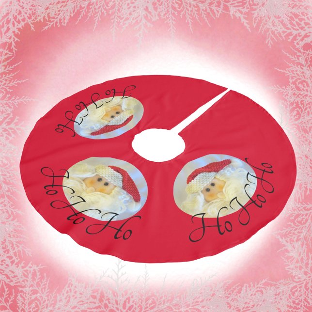 Saia Para Árvore De Natal De Poliéster Papai Noel Encara Ho Ho Vermelho (Criador carregado)