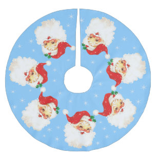 Saia Para Árvore De Natal De Poliéster Papai Noel Mandala & Flocos de Neve em Azul Claro