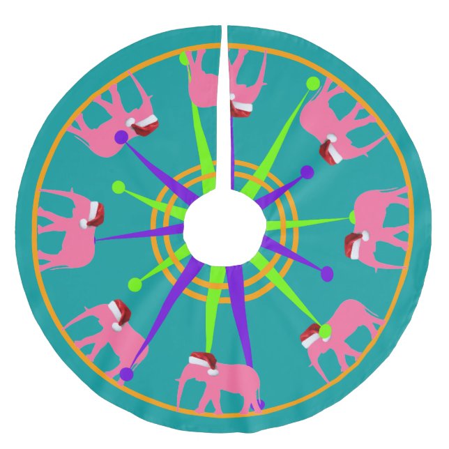 Saia Para Árvore De Natal De Poliéster Papai noel-phant (Frente)