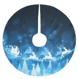 Saia Para Árvore De Natal De Poliéster Papais noeis azuis de Natal e Leigh