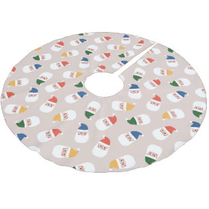 Saia Para Árvore De Natal De Poliéster Papais noeis bonitos enfrentam o padrão de Natal