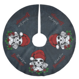 Saia Para Árvore De Natal De Poliéster Papais noeis Gótica Whimsical Natal Skull