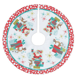 Saia Para Árvore De Natal De Poliéster Papais noeis Retroativos Com Presentes