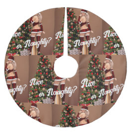 Saia Para Árvore De Natal De Poliéster Papais noeis Sexy Menina perto da Árvore de Natal