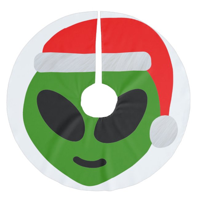 Saia Para Árvore De Natal De Poliéster papais noeis verdes alienígena emoji (Frente)
