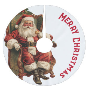 Saia Para Árvore De Natal De Poliéster Papais noeis Vintage Sentados no Natal Comfy