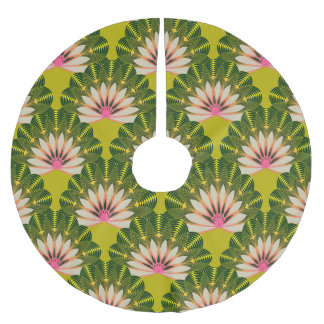 Saia Para Árvore De Natal De Poliéster Papel de parede de lótus estilizado: rosa, verde.