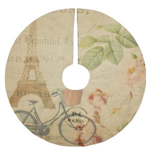 Saia Para Árvore De Natal De Poliéster Parisiense Vintage com Torre Eiffel