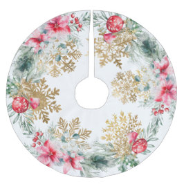 Saia Para Árvore De Natal De Poliéster Partido do Natal Red Poinsettia