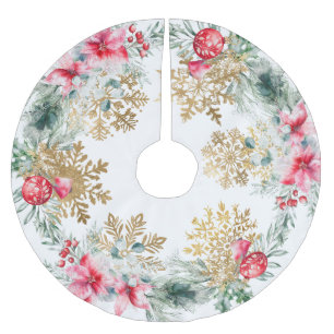 Saia Para Árvore De Natal De Poliéster Partido do Natal Red Poinsettia