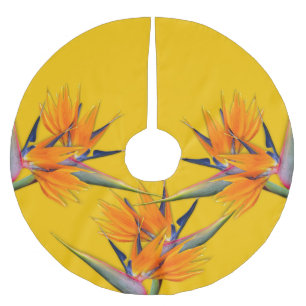 Saia Para Árvore De Natal De Poliéster Pássaro das Flores do Paraíso Laranja Camisa