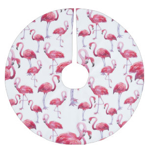 Saia Para Árvore De Natal De Poliéster Pássaro Flamingo Watercolor Exótico