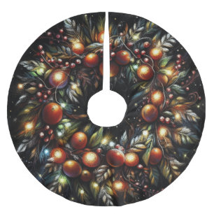 Saia Para Árvore De Natal De Poliéster Pastéis duros Desenhando Fruta da Festa de Natal