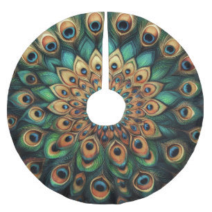 Saia Para Árvore De Natal De Poliéster Pastéis Duros Teais Que Desenham Penas De Paviment