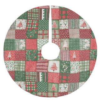 Saia Para Árvore De Natal De Poliéster Patchwork Christmas