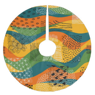 Saia Para Árvore De Natal De Poliéster Patchwork da moda: Arte Abstrato não dulante