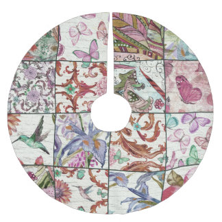 Saia Para Árvore De Natal De Poliéster Patchwork da Natureza: Chic Seamless Background