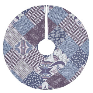 Saia Para Árvore De Natal De Poliéster Patchwork Doodle: Vintage Boho Seamless.