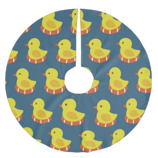 Saia Para Árvore De Natal De Poliéster Pato de borracha amarelo, padrão bonito e sem cost