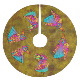 Saia Para Árvore De Natal De Poliéster Pattern With bird creatures