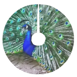 Saia Para Árvore De Natal De Poliéster pavão pintado
