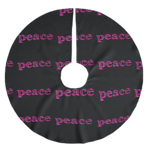 Saia Para Árvore De Natal De Poliéster paz rosa no preto