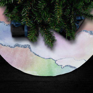 Saia Para Árvore De Natal De Poliéster Peach Agate   Bonito Ombro de Aquarela Holográfic