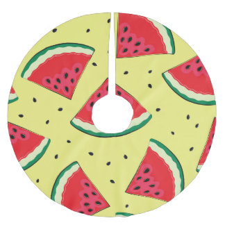 Saia Para Árvore De Natal De Poliéster Peças de melancia: Padrão Amarelo de Verão