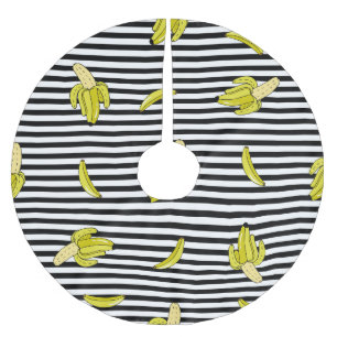 Saia Para Árvore De Natal De Poliéster Pedaços de bananas de cartoon: estilo retrô.