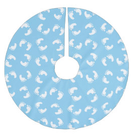 Saia Para Árvore De Natal De Poliéster Pegadas de Bebês, Pé de Bebês, Passos de Rodada, A